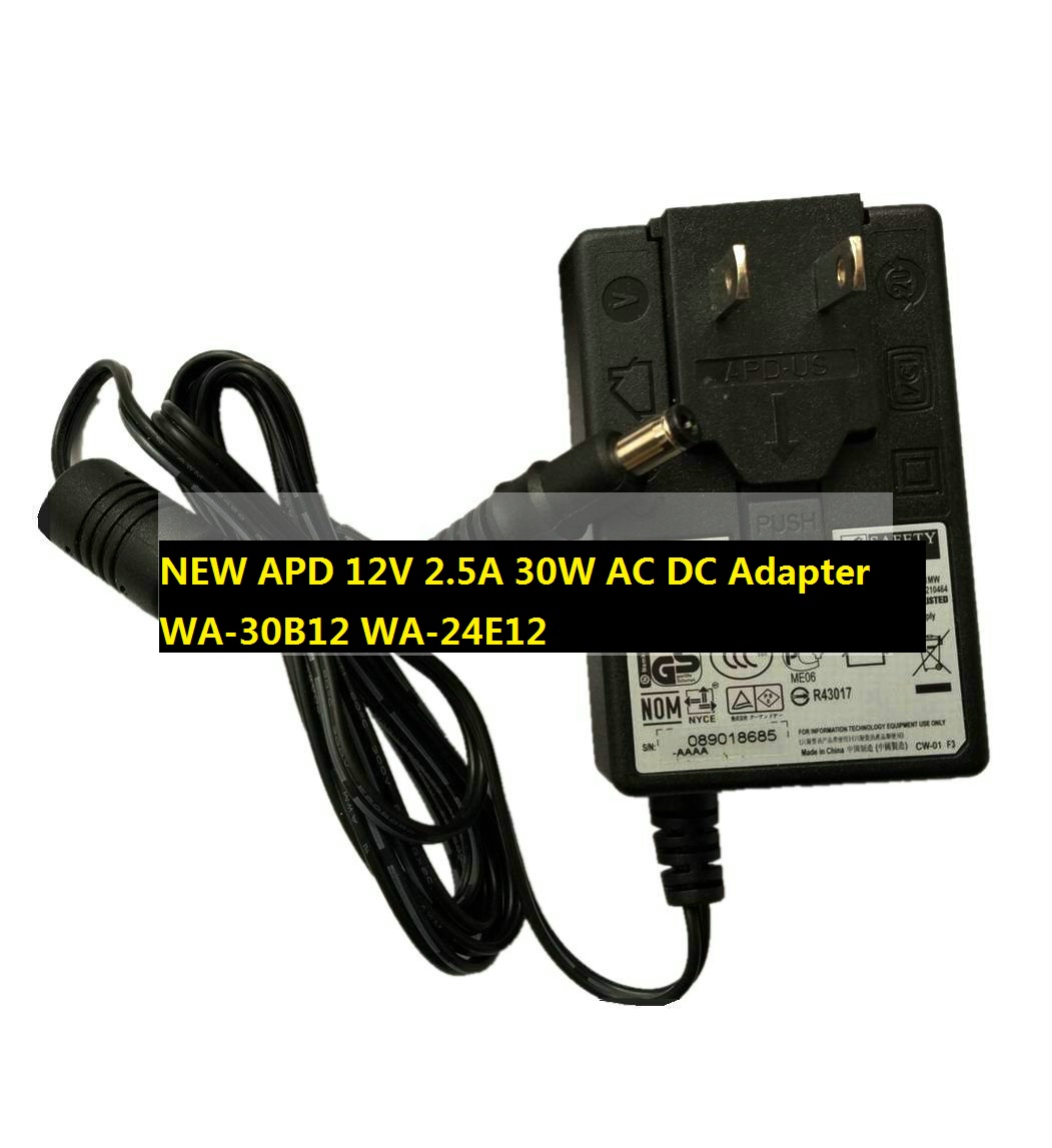 100% Brand New & High Quality APD 12V 2.5A 30W AC Adapter WA-30B12 WA-24E12 Power Supply